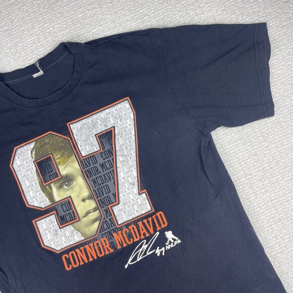 NHLPA Edmonton Oilers Connor Mcdavid #97 Big Graphic Blue Players Shirt (read) - Picture 2 of 16